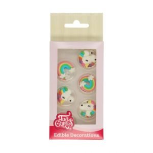 Unicorn & Rainbow - vienaragis ir vaivorykštė - cukrinės dekoracijos, 12 vnt
