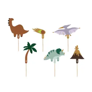 Dinosaurs - dinozaurai - torto dekoracijų rinkinys, 6 vnt