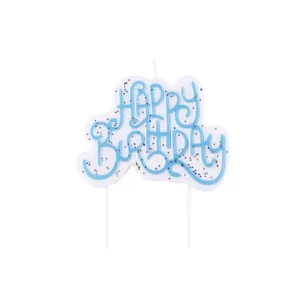 Happy Birthday Blue Sparkly žvakelė-dekoracija