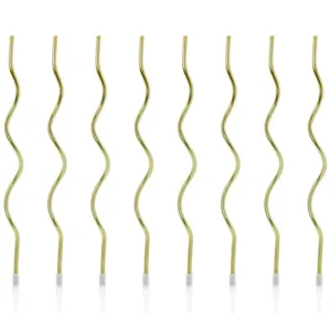 Curl Gold auskinės banguotos žvakutės su laikikliais, 8 vnt