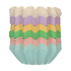 Pastel Rainbow Bloom - pastelinių spalvų standūs kepimo krepšeliai, 48 vnt