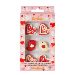 Love Love - širdelės ir paukštukai - valgomos dekoracijos, 6 vnt