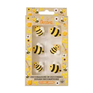 Bees (bitės) - cukrinės dekoracijos, 6 vnt