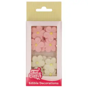 White/Pink Daisies - valgomos gėlės, 12 vnt