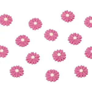 Pink Daisies - ramunės - šokoladinės dekoracijos, 18 vnt