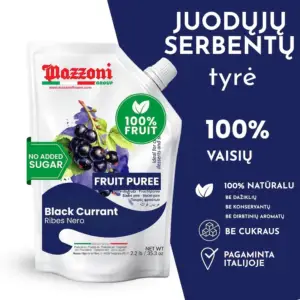 100% Blackcurrant Puree - juodųjų serbentų tyrė, 1 kg