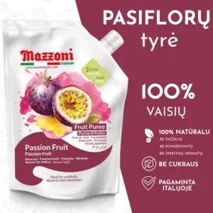 100% Passion Fruit Puree - pasiflorų tyrė, 1 kg