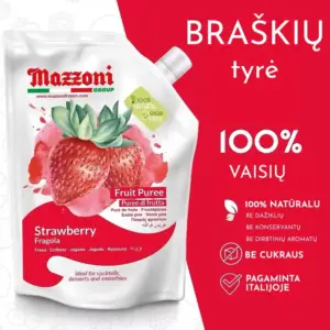 100% Strawberry Puree - braškių tyrė, 1 kg